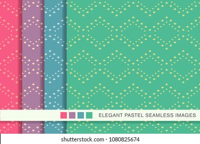 Seamless pastel background set Square Mosaic Check Ross Line, collection of stylish vintage retro pattern ideal for greeting card banner or wallpaper design.