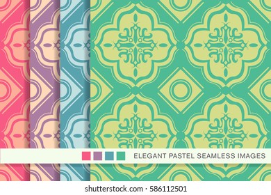 Seamless pastel background set square round geometry
