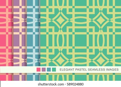 Seamless pastel background set square round cross geometry