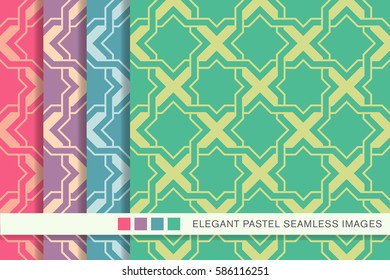 Seamless pastel background set star geometry cross