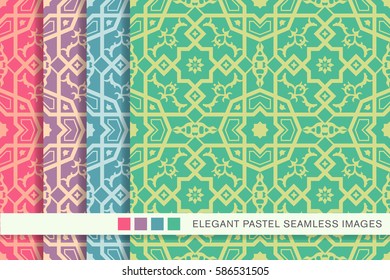 Seamless pastel background set star flower