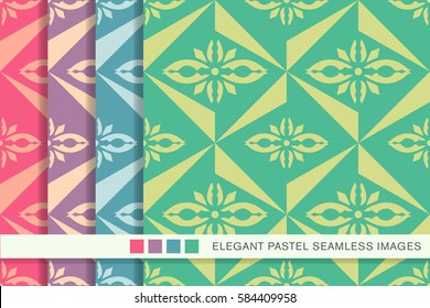 seamless pastel background set triangle geometry flower