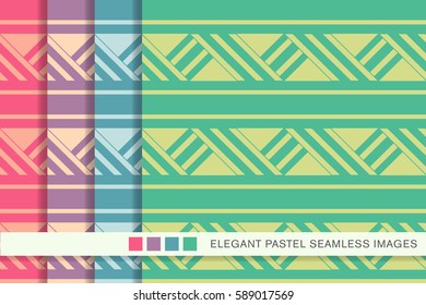 Seamless pastel background set triangle geometry cross line