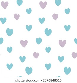 Seamless Pastel Blue and Purple Heart Pattern on White Background. A seamless pattern featuring pastel blue and purple hearts on a clean white background, creating a charming and elegant design suitab