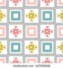 Seamless pastel colored geometric pattern for design, wrapping papers, Abstract background with fancy elements. Repeating stylish tiling. Tileable texture design. 