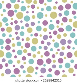 Seamless Pastel colored Polka Dot Pattern – Light Multicolored Circle Design for Textiles, Wallpapers and Digital Art Backgrounds.