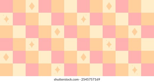 Seamless pastel colors checkered pattern with diamond shape