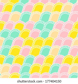 Seamless pastel cute waves arc pattern