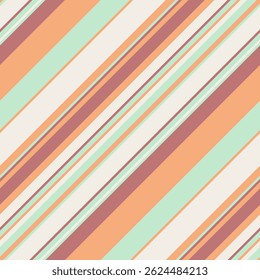 Seamless pastel diagonal stripes pattern.  Elegant and versatile design ideal for backgrounds, textiles, packaging, and web design.  Soft color palette evokes feelings of calm and freshness.