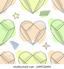 Seamless pastel diamonds pattern. Background with colorful gemstones.