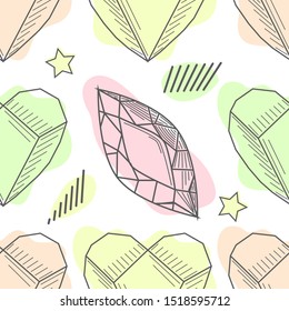 Seamless pastel diamonds pattern. Background with colorful gemstones.