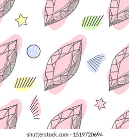 Seamless pastel diamonds pattern. Background with colorful gemstones.