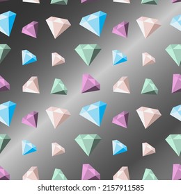Seamless pastel diamonds pattern. Background with colorful gemst. 