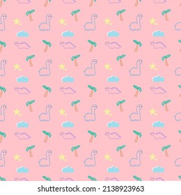 Seamless pastel dinosaurs strips cartoon pattern for  kids.