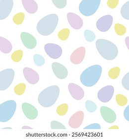 Seamless Pastel Easter Egg Pattern on Light Background. Colorful Egg-Shaped Pattern in Soft Pastel Tones. Minimalist Pastel Egg Design for Spring
