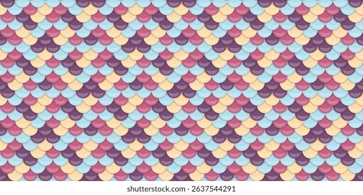 Seamless pastel fish scale pattern.  Perfect for textile design, website backgrounds, or whimsical branding. This charming, repeating design evokes a sense of playful elegance and subtle luxury.