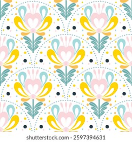 Seamless pastel floral pattern. Perfect for textiles, nursery decor, and wedding stationery.