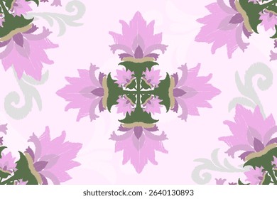 Seamless Pastel Floral Pattern with Pink and Purple Petals, design for decorative, wall, wallpaper, wrapping paper, fabric, silk, scarf, book, wall, backdrop and etc. abstract background.