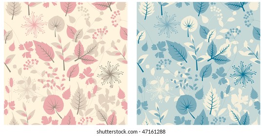 Seamless pastel floral pattern. Two variants of color