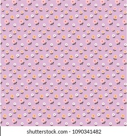 Seamless pastel floral vector pattern, botanical repeat wallpaper for fashion textile prints, 