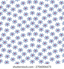 Seamless pastel flower pattern. Hand-drawn daisy motifs with soft textured edges. Cute gentle design for fabric and stationery.