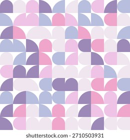 Patrón geométrico pastel sin fisuras con Formas abstractas redondeadas en tonos rosa, púrpura y azul. Diseño minimalista moderno para textiles, Fondo de pantalla, marca y fondos decorativos.