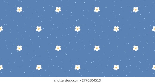 Seamless pastel gingham check with delicate flower and plaid. Pattern for cute spring daisy background soft grid. Chequered blooms and mini chrysanthemums for springtime.