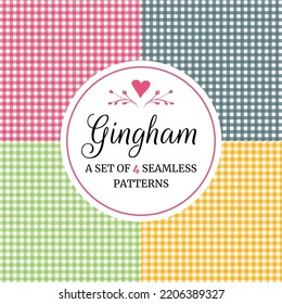 Seamless Pastel Gingham Pattern Collection