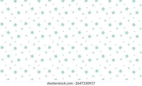 Seamless pastel green star pattern on white background. Ideal for baby products, kids wallpaper, nursery decor, scrapbooking, invitations, fabric prints, and celestial-themed digital designs.