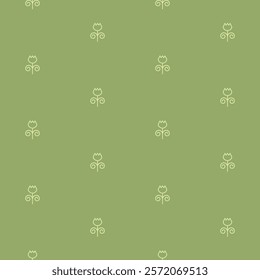 Seamless Pastel Green Tulip Pattern Vector