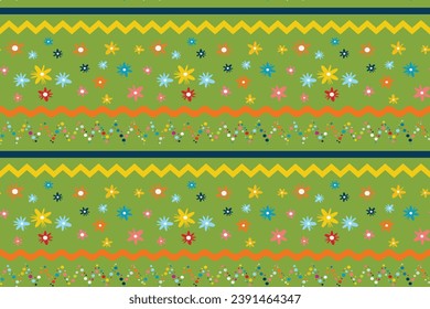 Seamless pastel green vector Pattern Cute summer spring print children's fabrics Typography Tablecloths Scrapbooking Wallpaper Repeat Polka dots wavy lines Wildflowers Wrapping paper Delicate design