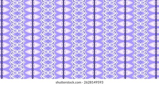 Seamless Pastel Heart and Scroll Pattern in Purple Tones