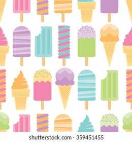 Seamless Pastel Ice Creams & Popsicle Pattern