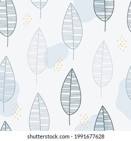 Seamless Pastel Leaf Pattern Vector