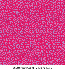 Seamless pastel leopard vector pattern design, animal pink and violet tile print background