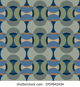 Seamless pastel pattern in 60s style. Template for fabric. Stylish background for cards. Wrapping paper pattern. Khaki-coloured. Textile design. Fashionable color combinations. Vector. Olive color.