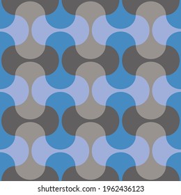 Seamless pastel pattern in 60s style. Template for fabric. Stylish background for cards. Wrapping paper pattern. Blue, beige. Textile design. Fashionable color combinations. Vector. Ornament. Backdrop