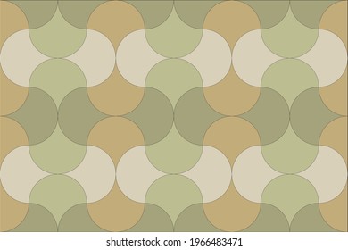 Seamless pastel pattern in 60s style. Tiles. Template for fabric. Stylish background for cards. Wrapping paper pattern. Beige, olive color. Textile design. Fashionable color combinations. Vector.