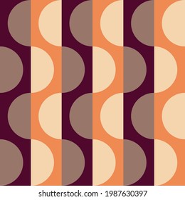 Seamless pastel pattern in 60s style. Wrapping paper pattern. Template for fabric. Stylish background for cards. Red, orange, beige. Textile design. Fashionable color combinations. Vector. Backdrop.