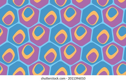 Seamless pastel pattern in 60s style. Wrapping paper pattern. Template for fabric. Stylish background for cards. Blue. Pink. Geometric textile design. Fashionable color combinations. Backdrop.