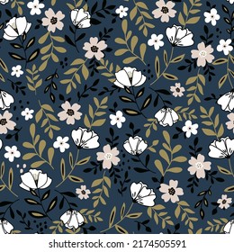 Seamless pastel pattern with flowers. Creative hight detailed floral texture. Great for fabric, textile Vector Illustration