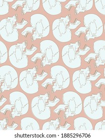 seamless pastel pattern with realistic skulls