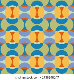 Patrón pastel sin inconfundibles. Plantilla para tejido o envoltura. Diseño textil. Ilusiones ópticas. Colores pasteles. Textil moderno. Geométrico. Fondo elegante para las tarjetas. Amarillo, rojo, azul, color de oliva.