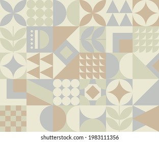 Nahtlose Pastellmuster.  Papiermuster zum Abreißen. Skandinavischer Stil. Vorlage für Gewebe. Stilvoller Hintergrund für Karten. Grau, brauner, beiger, olivfarbener Hintergrund. Fliesen. Modische Farbkombinationen. Vektorgrafik.