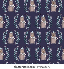 seamless pastel polar bear pattern vector illustration