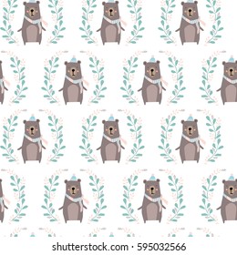 seamless pastel polar bear pattern vector illustration