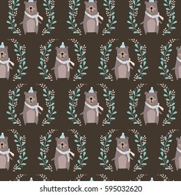 seamless pastel polar bear pattern vector illustration