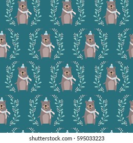 seamless pastel polar bear pattern vector illustration