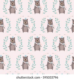 seamless pastel polar bear pattern vector illustration