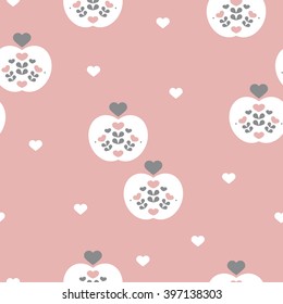 Seamless pastel retro scandinavian apples cute fruit illustration spring apple background pattern in vector